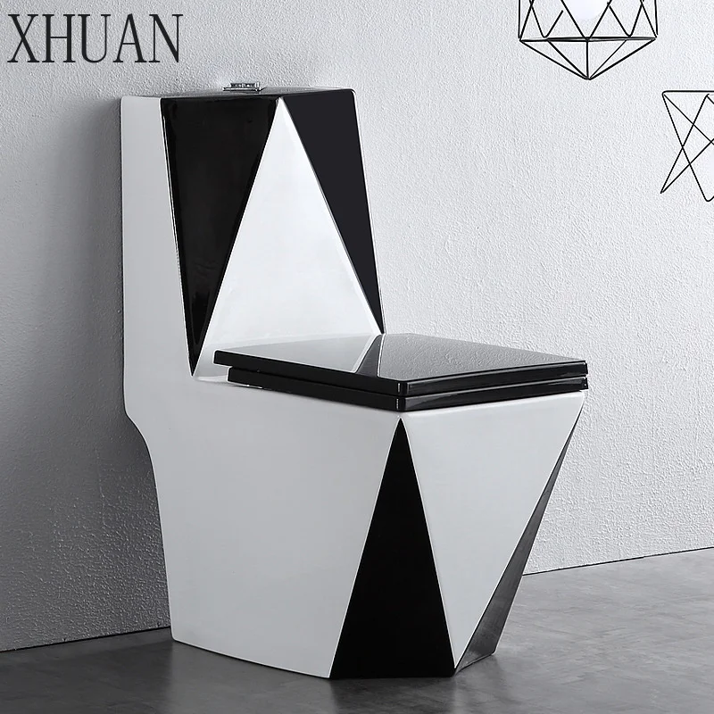 Modern Bathroom Color Diamond Shape Ceramic One Piece Toilet Floor Mounted S Trap Coloured Dual Flush Toilet