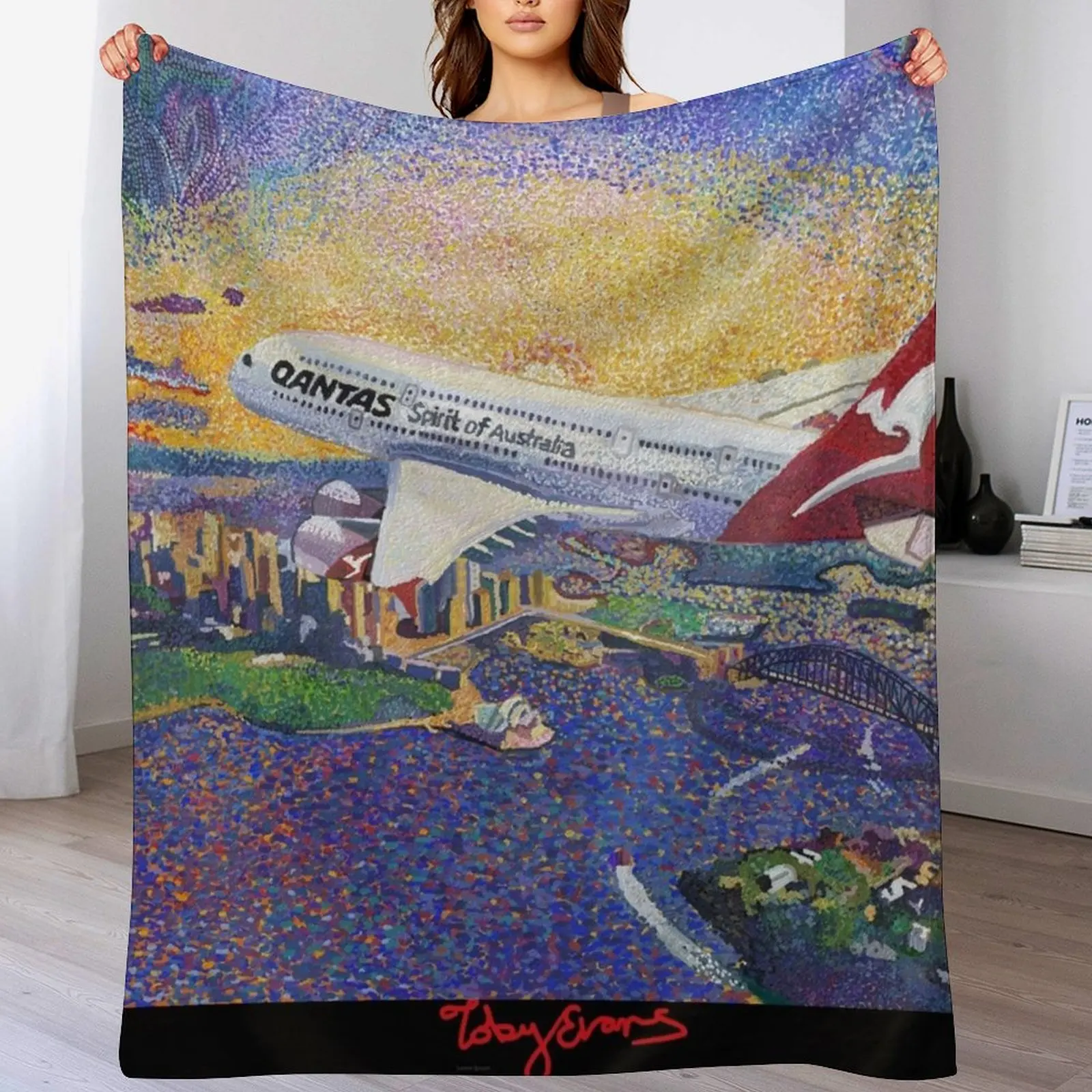 

Qantas Airbus A380 Throw Blanket Thin Soft Blanket for Summer Night Sleeping