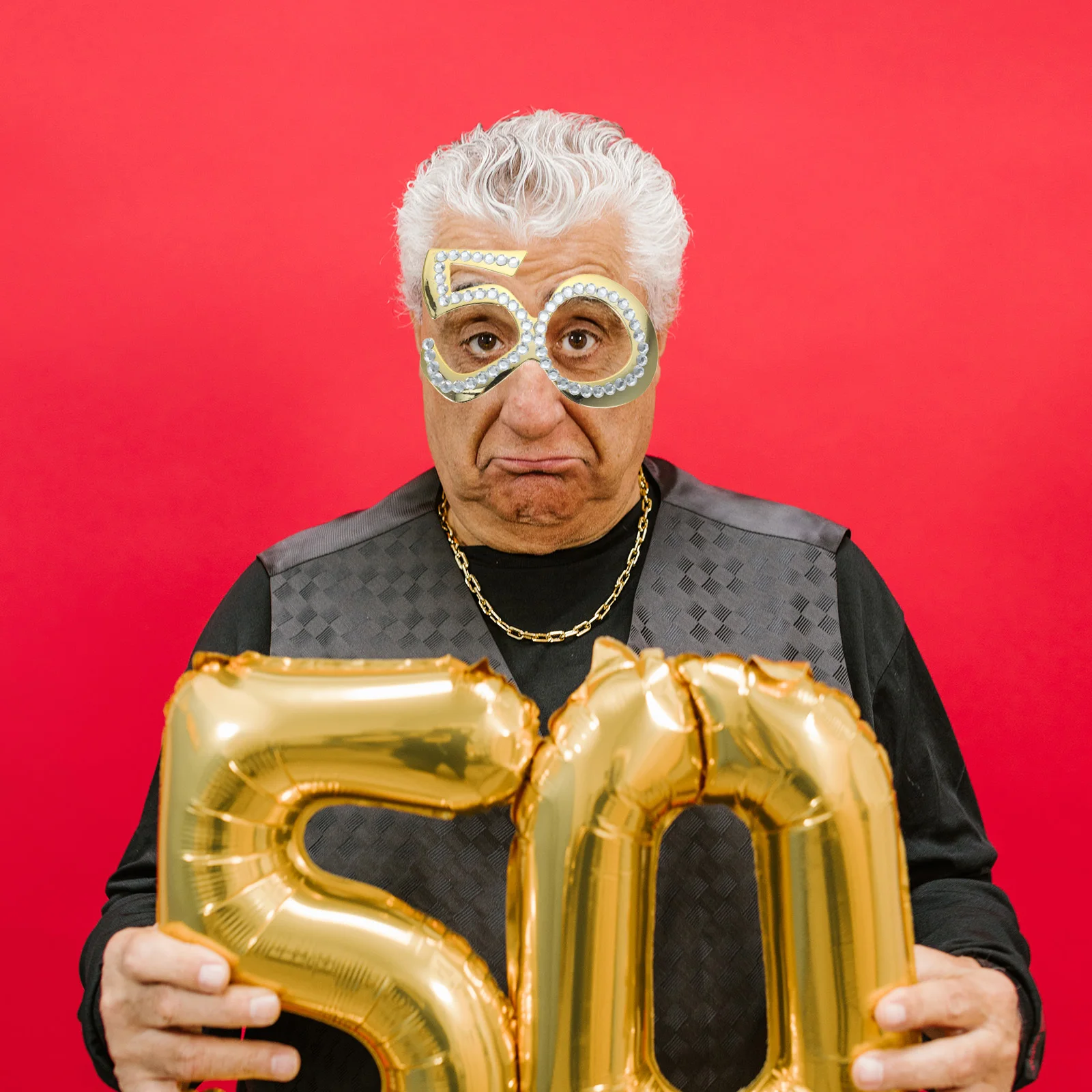 

1pc 1 Pair Rhinestone Number Glasses 50Th Birthday Party Eyewear Lightweight Glitter Frame Novelty Photo Booth Prop Party