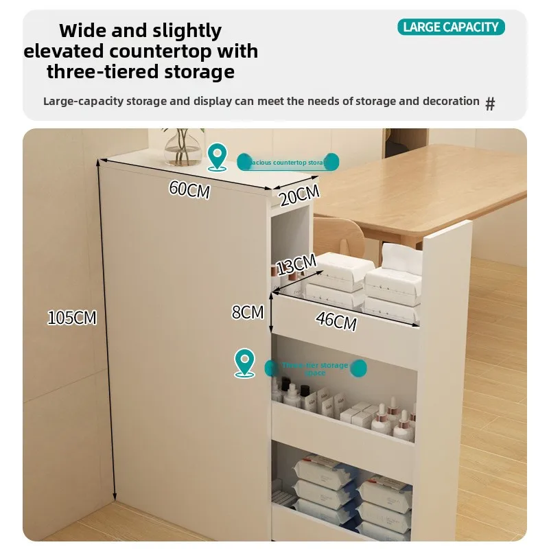 Bathroom half wall pull basket push-pull cabinet, drawer type narrow cabinet side cabinet