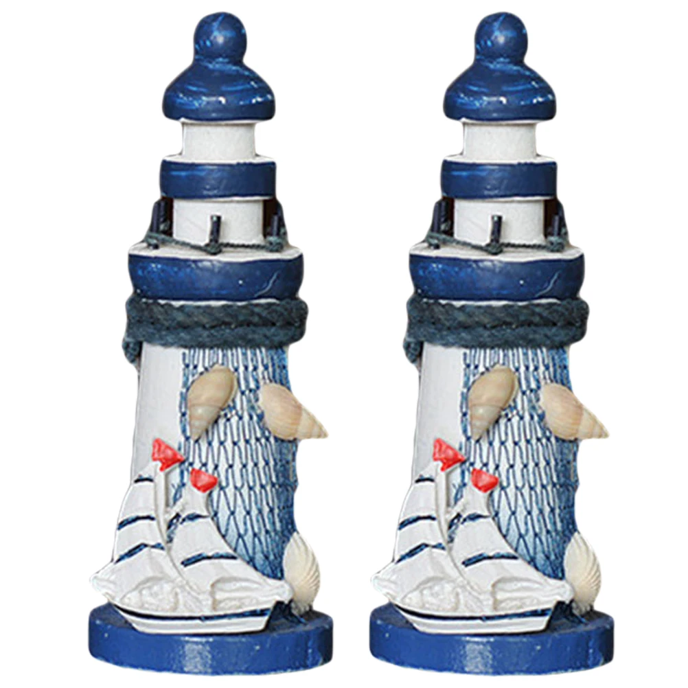 

Mini Wooden Lighthouse Accessories Kit Mediterranean Style Ornaments Decorations for Living Room