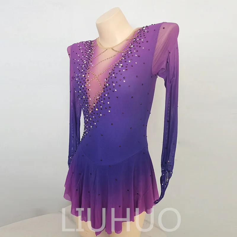 LIUHUO Figure Skating Performance Clothing Customized Skating Grading Clothing Children\'s Performance Clothing Purple Dress