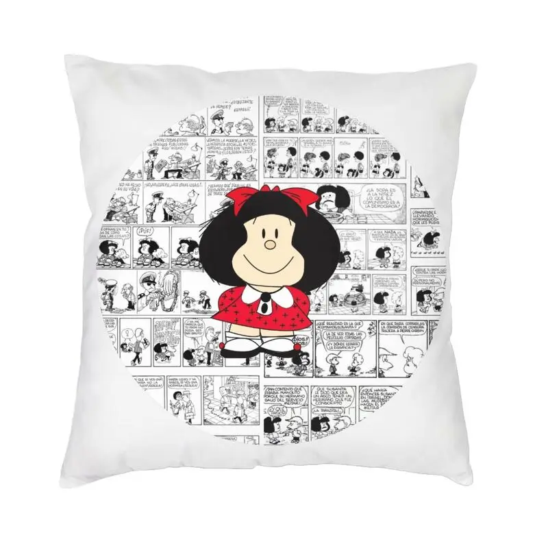 Vibrant Mafalda Cartoon Quino Comics Square Throw Pillow Case Decoration 3D Double-sided Printing Cushion Cover for Sofa