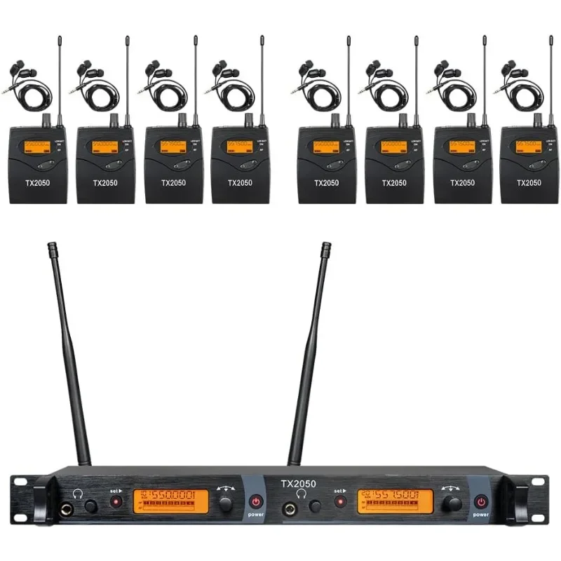 home.Wireless in Ear Monitor System 2 Channel Transmitter Monitoring Type for Stage Church Band Musicians School 338ft Range