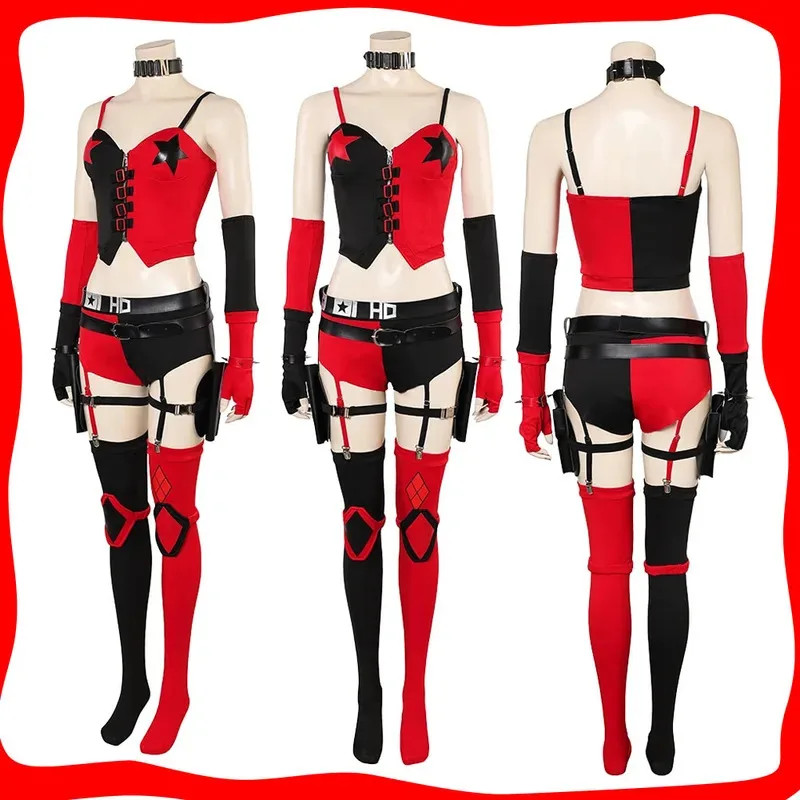 

Dark Cos Legion Quinzel Cosplay Women Fantasy Roleplay Costume Movie Disguise Outfits for Female Party Halloween Carnival Suit