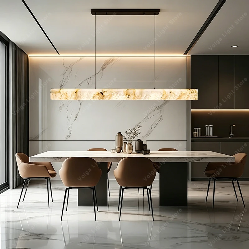 

Come Get This Spanish Natural Marble Pendant Lamp Long Cylinder Alabaster Lampshades Hanging Lamp over Dining Table Hogar