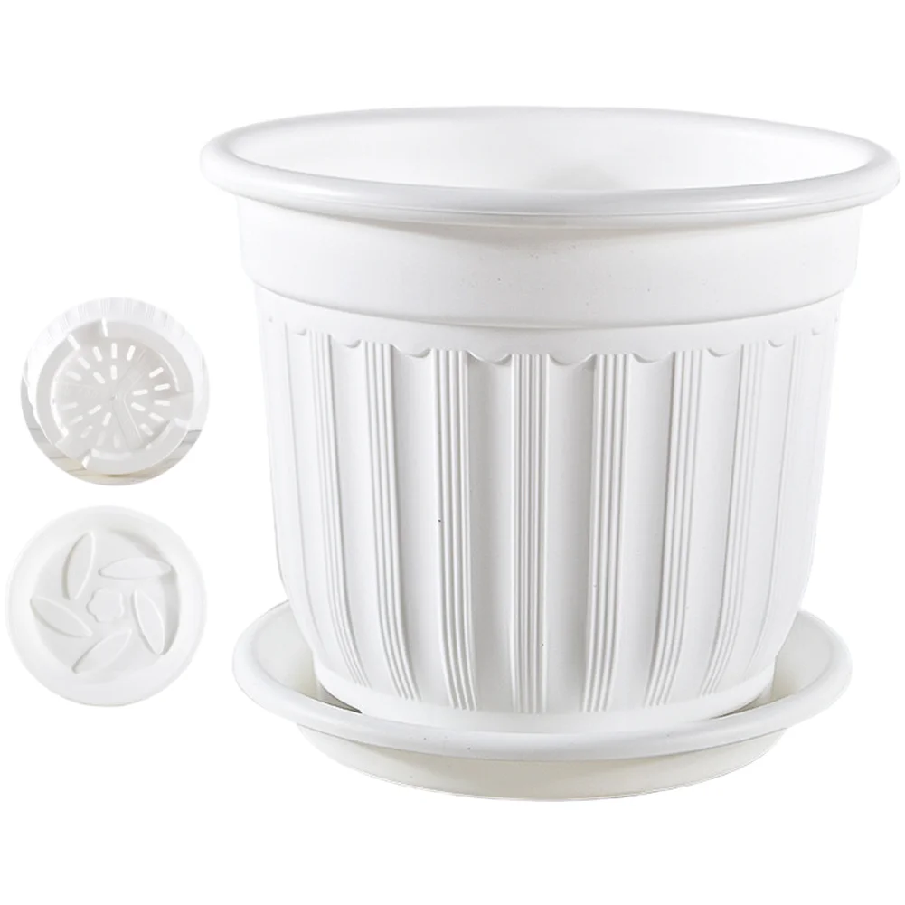 Vintage Style Resin Flower Pot with Matching Tray for Roses 20.5 13 18cm European Design Drainage System Home Decor