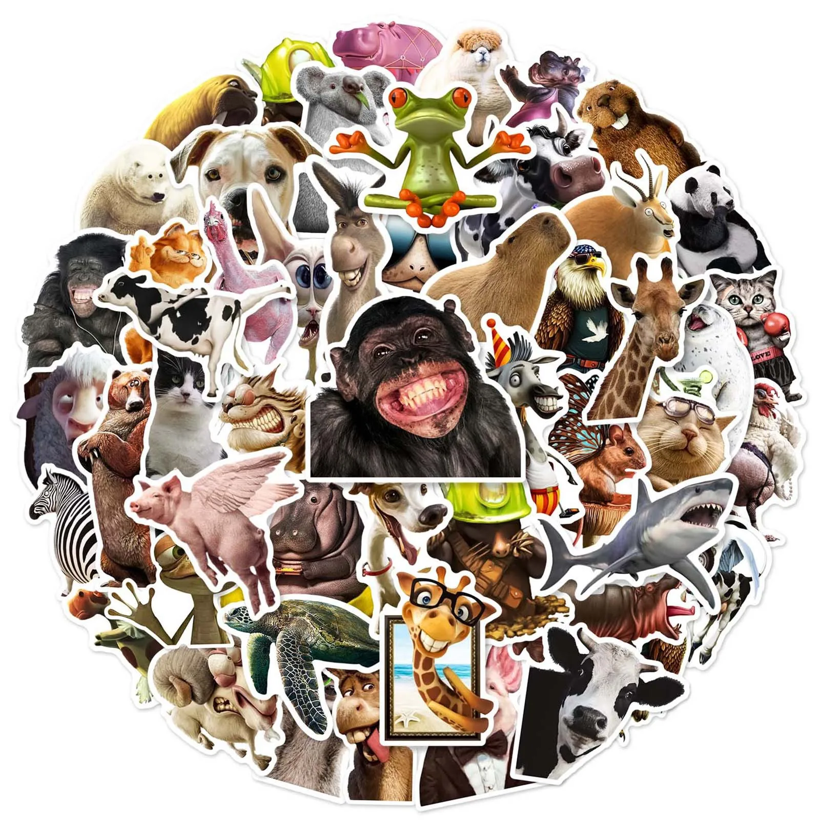 10/25/50pcs Mixed Animal Funny Meme Stickers for DIY Stationery Suitcase Water Bottle Phone Laptop Pad Scrapbooking Helmet