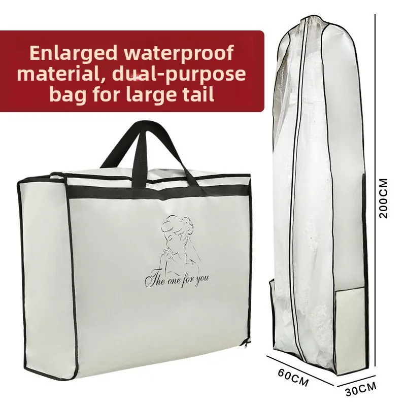 新しい防塵カバー-2メートル丈-ウェディングドレス-ガウン-ロングトレーン-高級-防水-ハンドヘルドボックス-2wayバッグ-ダストシールド