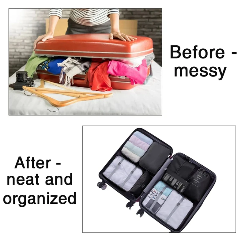 Packing Bags For Suitcase Light-Weight Travel Luggage Organizers Set Travel Organizer Bags