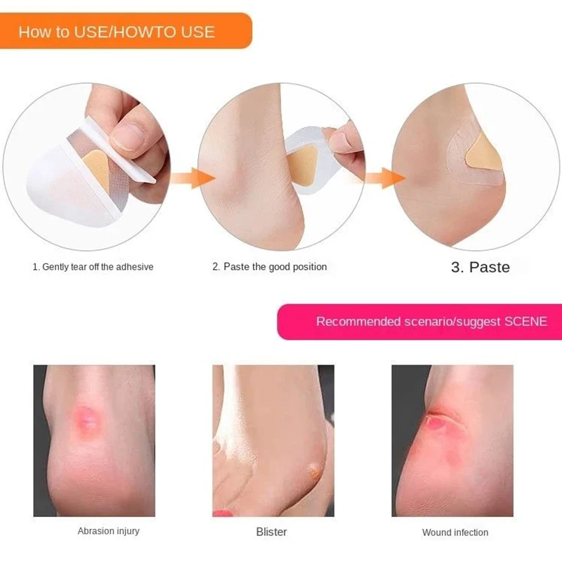 50pcs Gel Heel Protector Foot Patches Adhesive Blister Pads Pain Relief Plaster Heel Liner Grip Shoes Stickers Foot Care Cushion