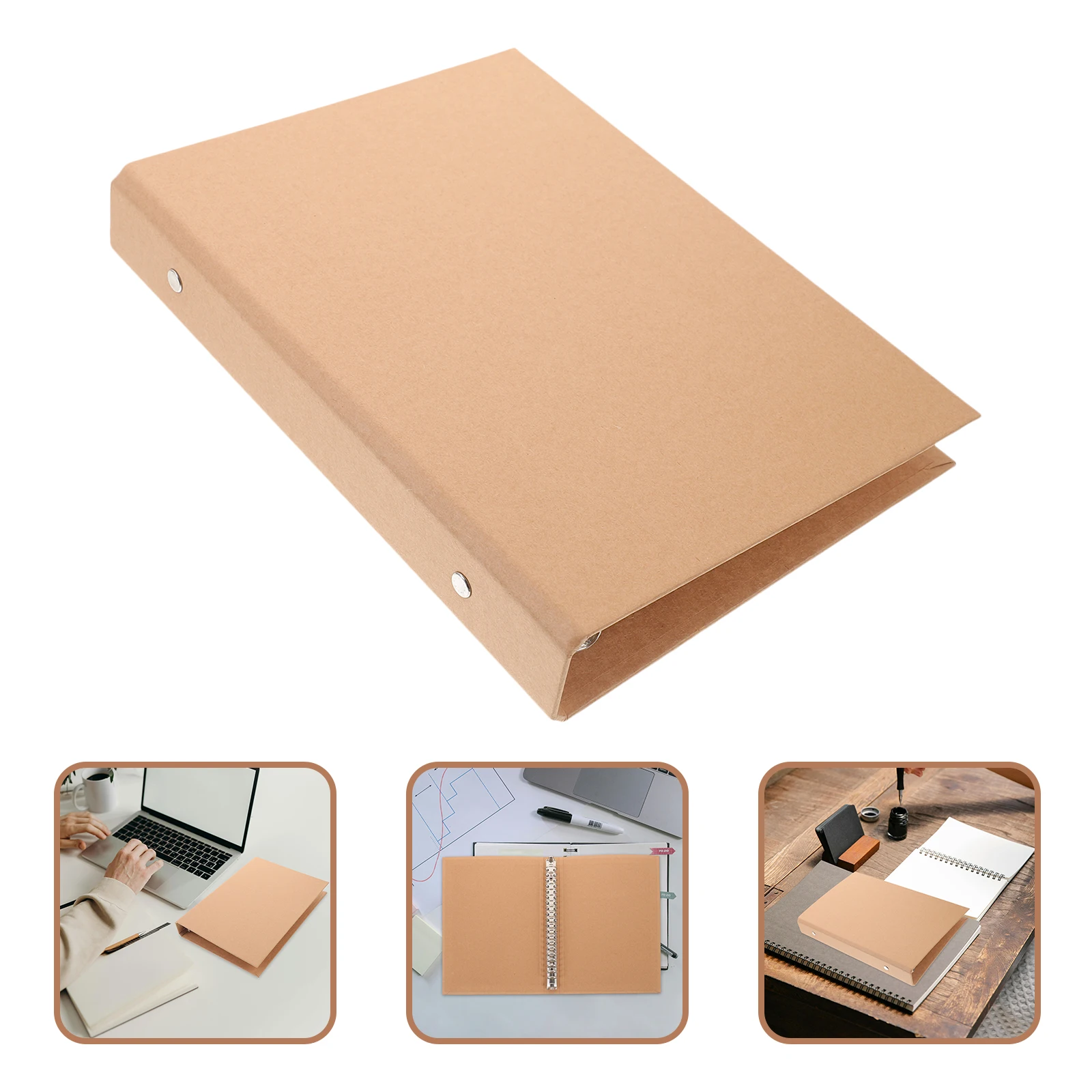 A5 Vintage Kraft Paper Cover Binder Office Storage Advanced Business Notebook Stationery 6-Ring Binder Notebook Binder Cover