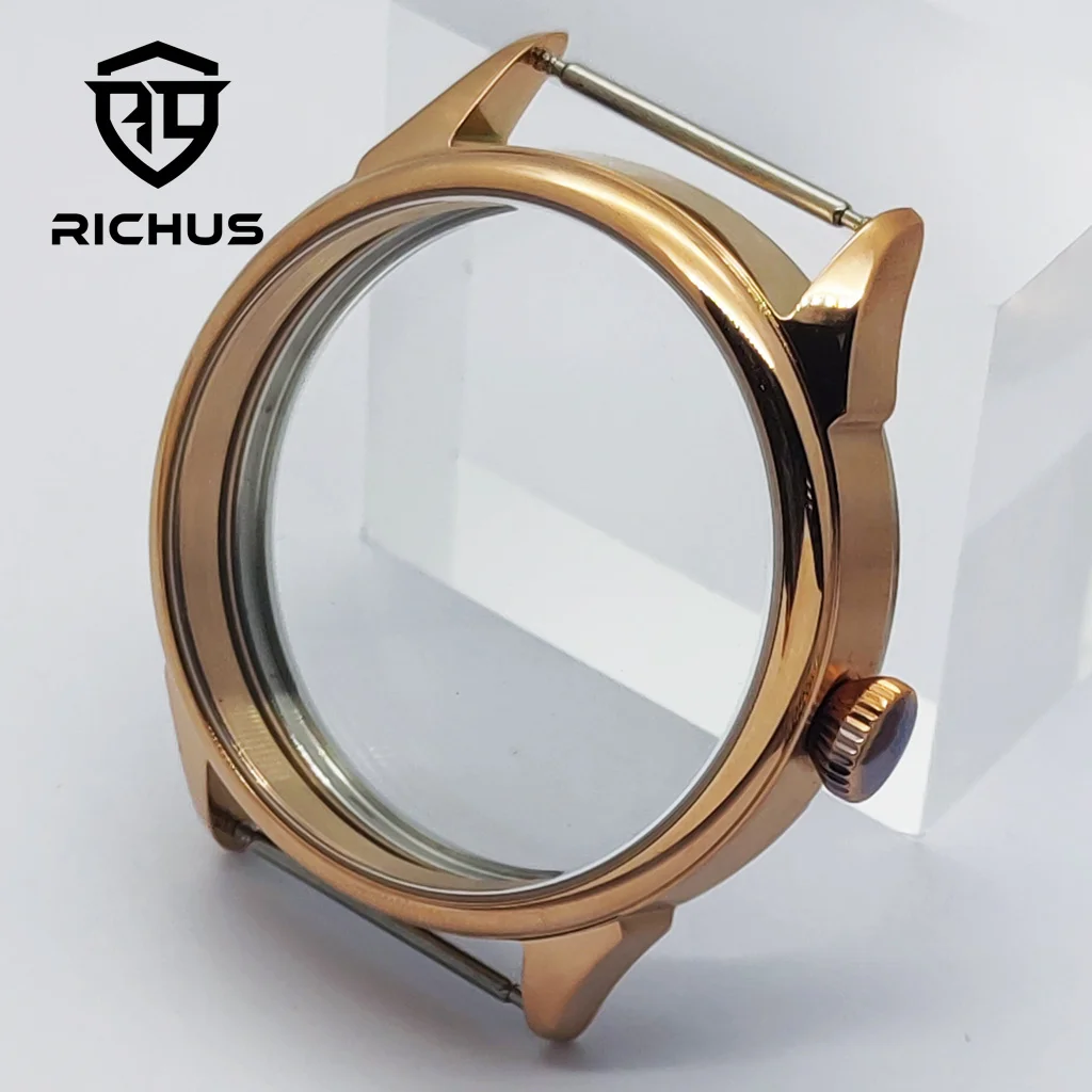 RICHUS ETA6497 Case 42mm Rose Gold Watch Case Fit ETA6497 6498 ST3600 ST3620 ST36 Movement Watch Accessories