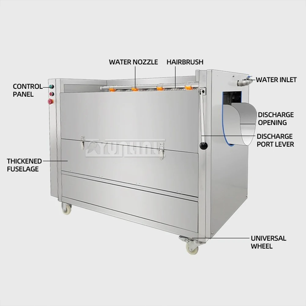 Máquina automática de limpeza e descascamento de batata comercial