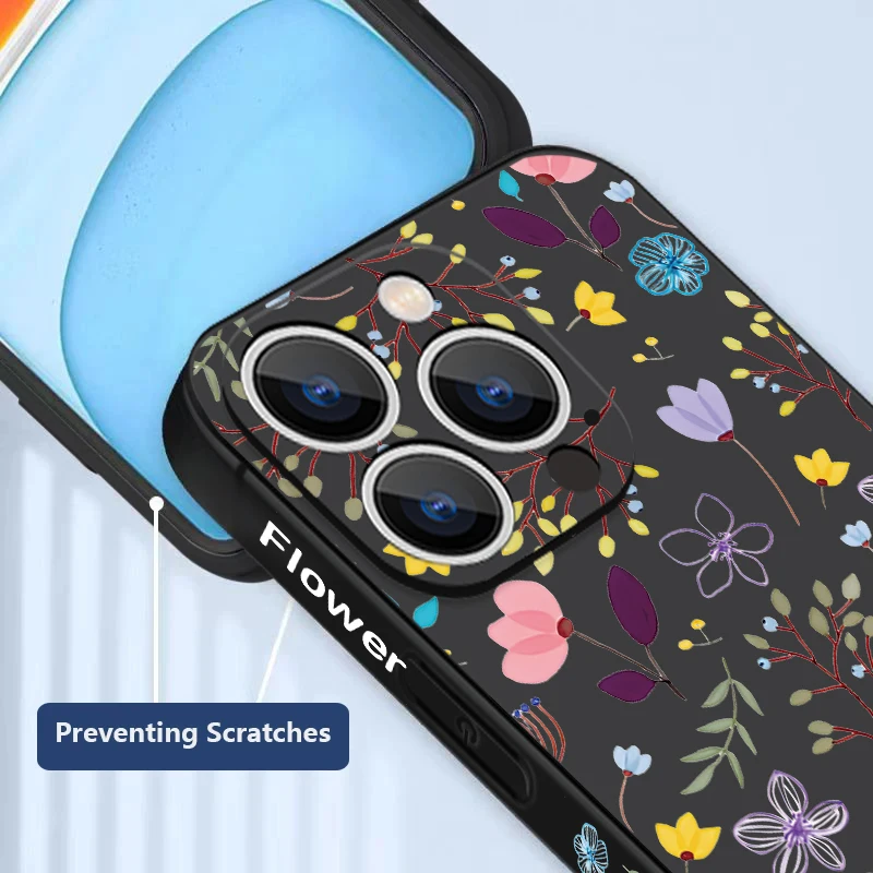 Luxury Small Flower Buds Lanyard Case For iPhone 15 Pro Max Coque iPhone 11 12 13 14 Pro Max 16 SE 2 2022 Soft Silicone Cover
