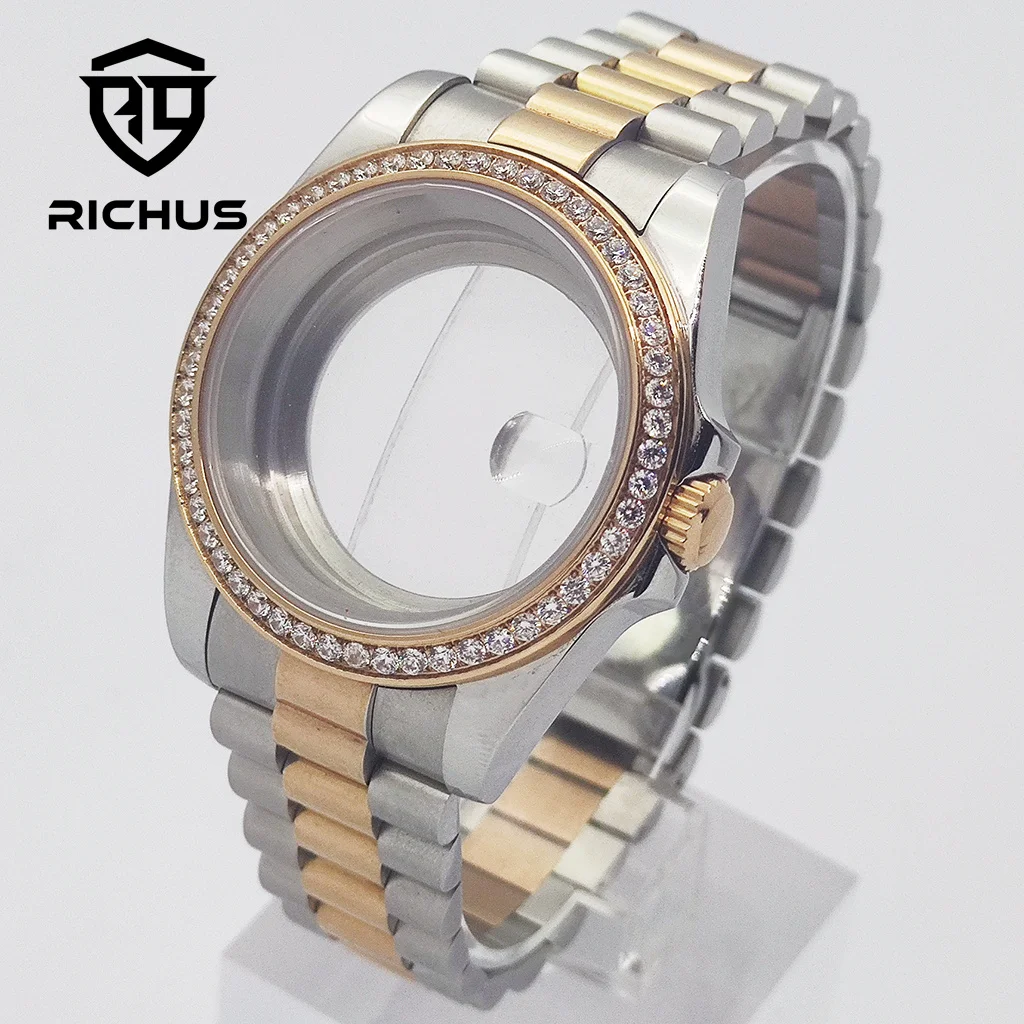 

RICHUS NH35 Case 36/39mm Watch Case Rose Gold Case Sapphire Glass Fit NH34 NH35 NH36 ETA2824 PT5000 Movement Watch Accessories
