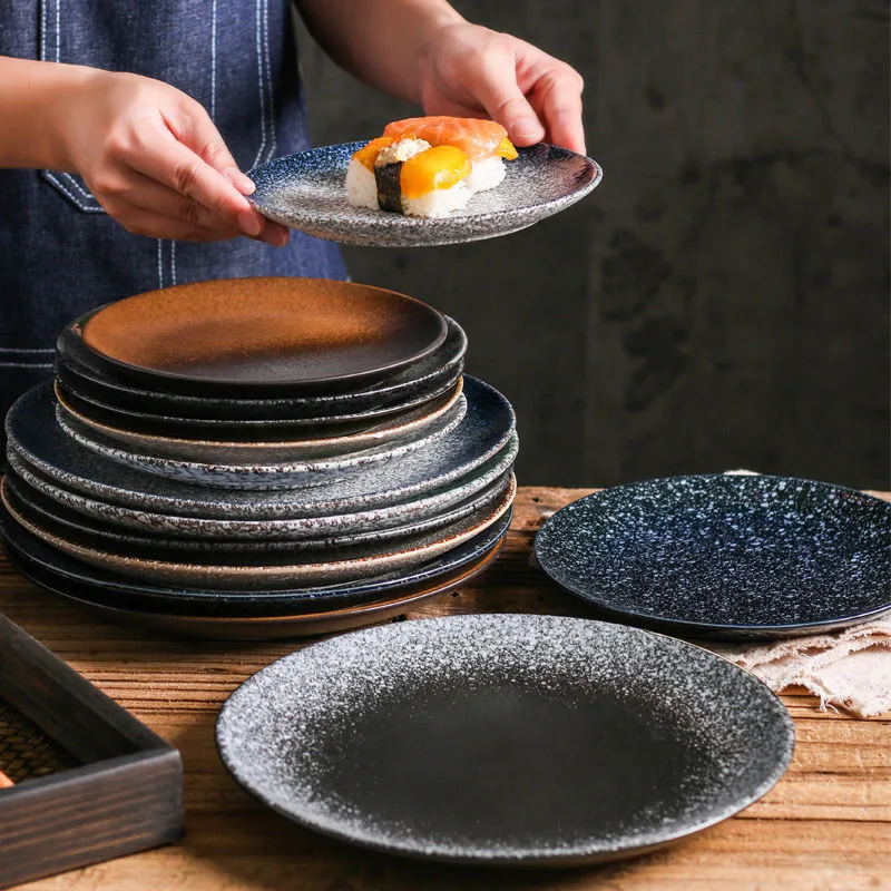 6/7/8inch Bread & Butter Dinner Plate Round Japanese Ceramic Tableware Geometry Dessert Dish Dishware Porcelain Dinnerware