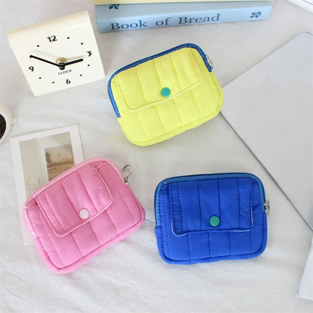New Quilted Mini Earphone Bag Soft Cloth Cartoon Floral Earphone Case Lightweight Cute Coin Purse