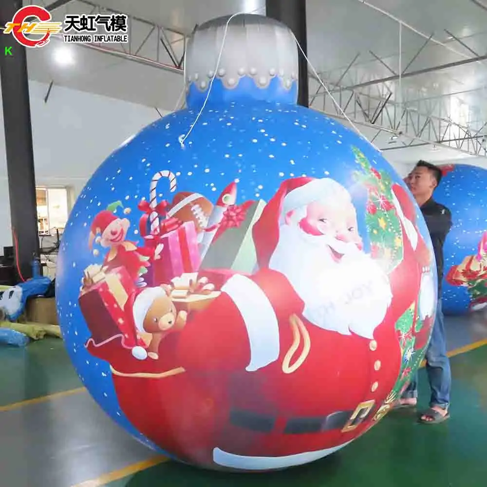 

Быстрая доставка, 2 м, гигантский надувной воздушный шар с колокольчиком, воздушный надувной большой воздушный шар Санта-Клауса для рождественского украшения потолка