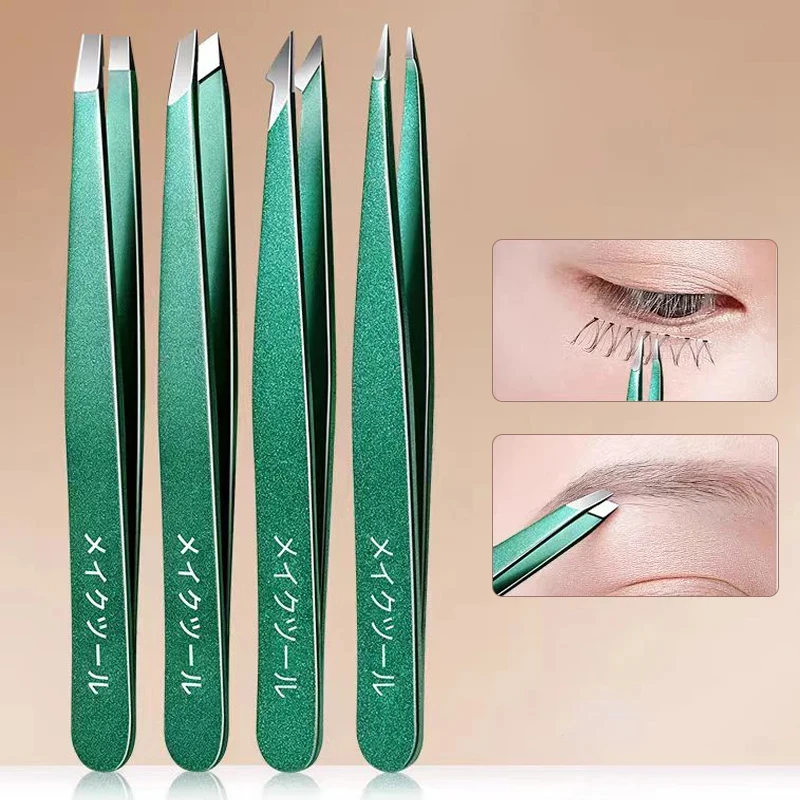 Augenbrauenzange aus Edelstahl, feiner Haarentferner, spezielle geneigte Augenbrauenzange für Schönheitssalons, Werkzeuge zum Entfernen von Make-up