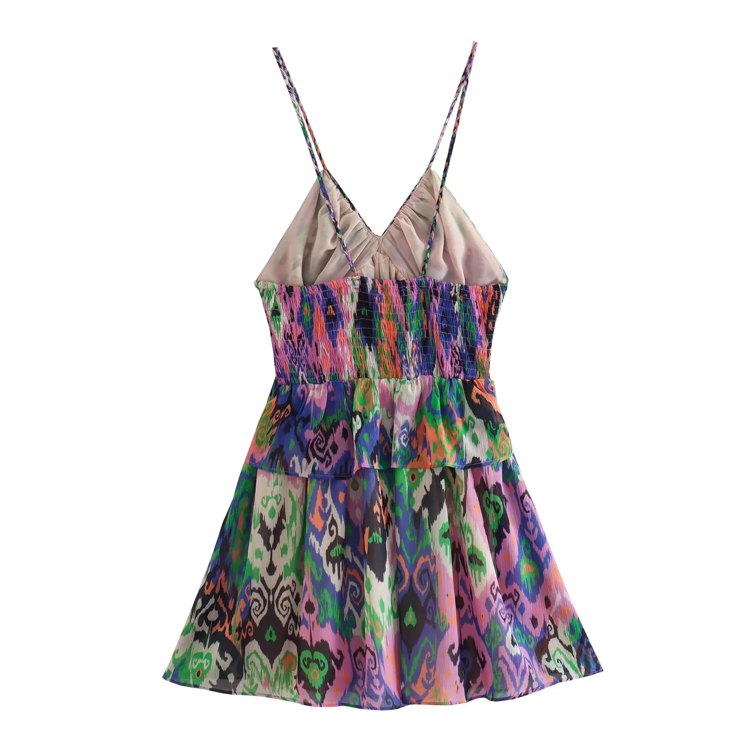 KONDALA Frauen Sexy Vintage Cami Kleid Drucken V-ausschnitt Rückenfreies Ärmelloses Kleid Neue 2025, Frühling Sommer Mode Strand Urlaub Kleid