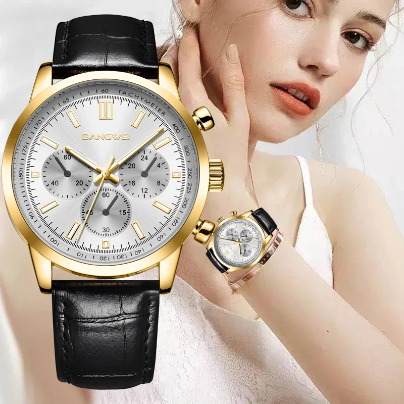 LIGE Leather Watch Women Casual Military Sports Women\'s Quartz Wristwatches Top Brand Luxury Waterproof Chronograph Reloj Mujer