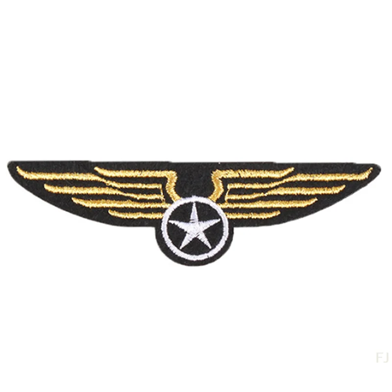 [YU]Flying Jacket Badge Golden Wings  Hook Loop Patch Mini Eagle Morale Emblem Chest Cloth Sticker for Men Suit DIY