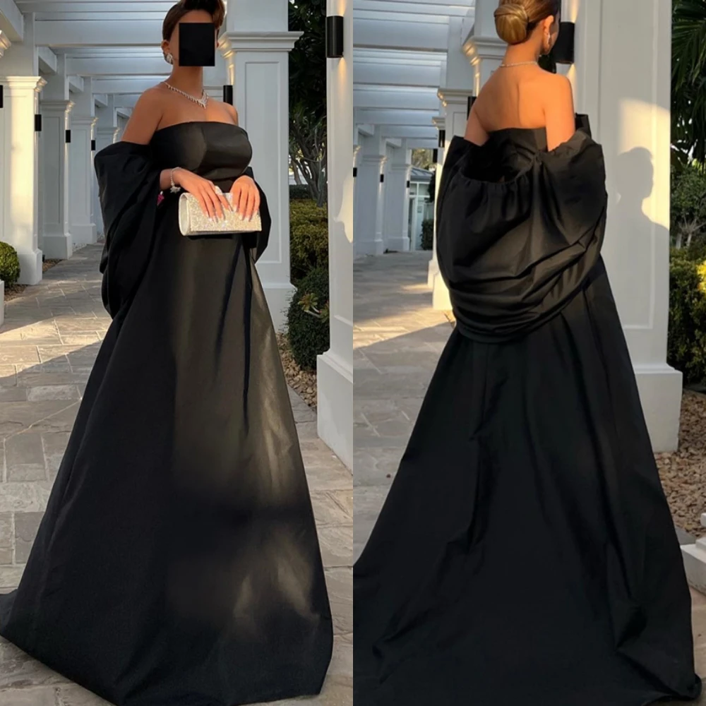 Op maat gemaakte strapless sjaal jersey a-lijn avondjurk vloerlengte elegante speciale gelegenheidsjurken temperament galajurken