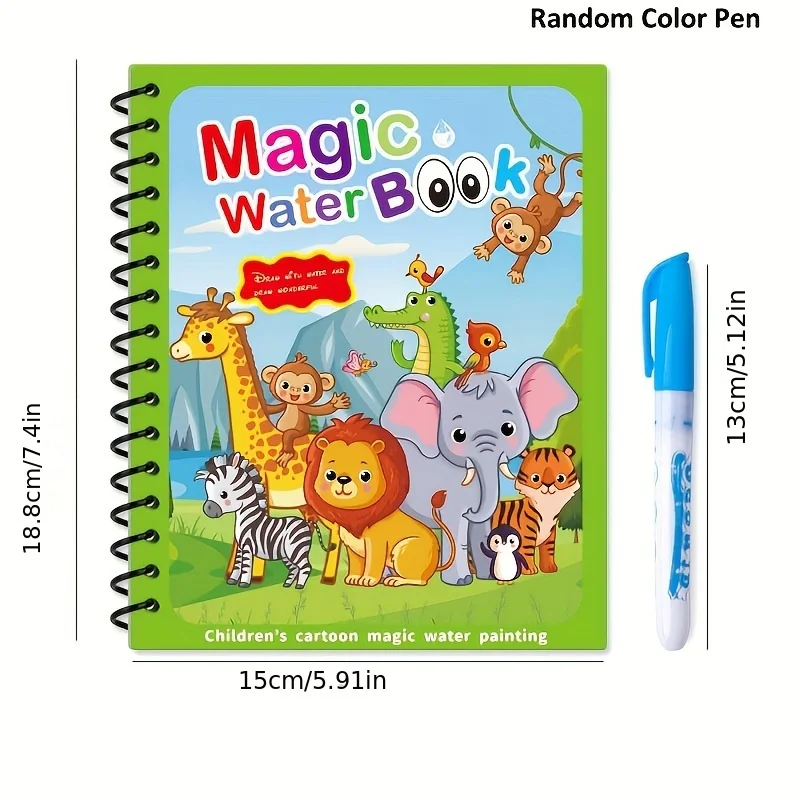 Reusable Magic Water Drawing Book Educational Painting Montessori Toy with Colorful Magic Pen for Early Education Toys Gifts
