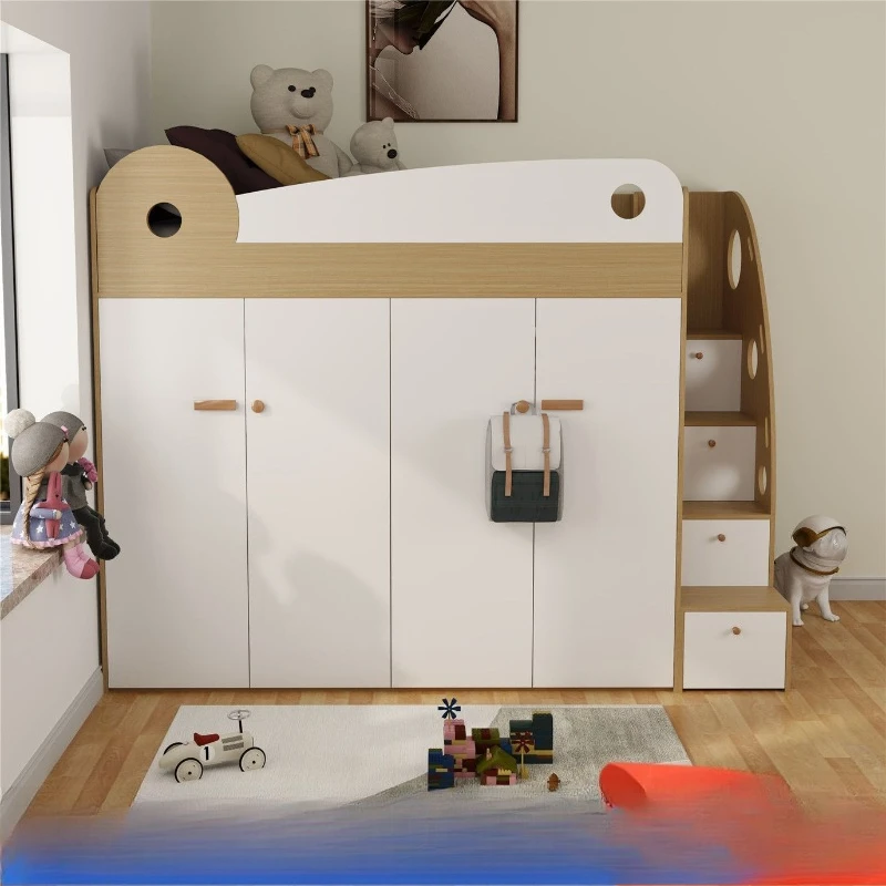

Multifunctional storage cloakroom with guardrail under the bed, desk combination cloakroom integrated