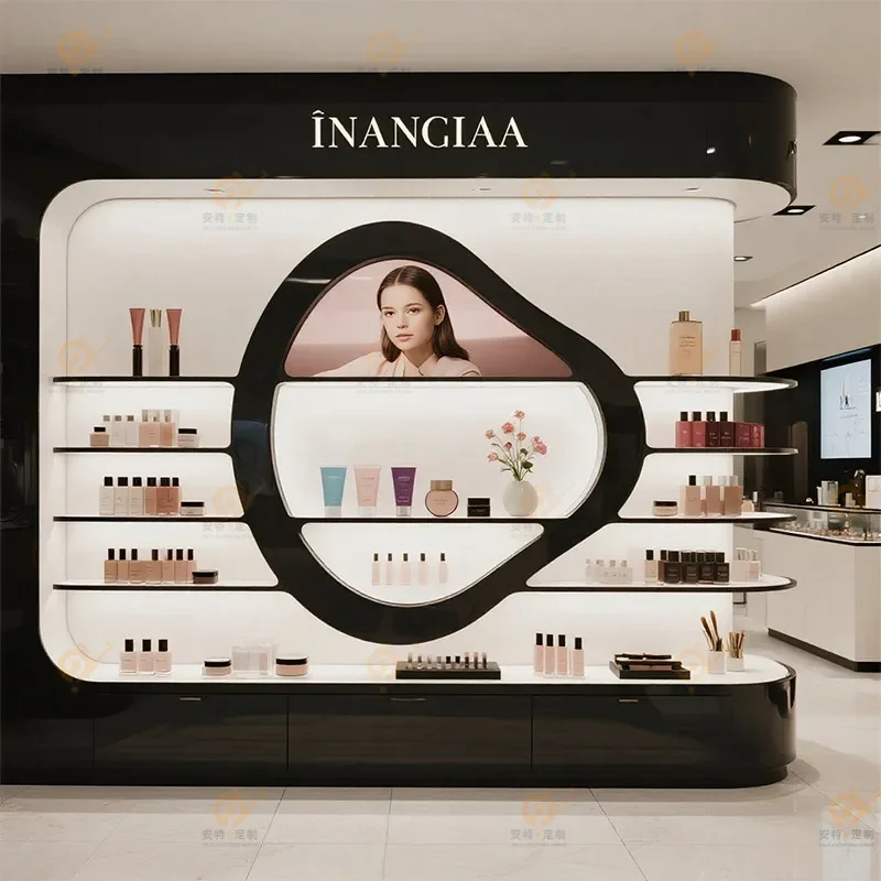 for Nakajima Beauty Salon Cosmetics Display Cabinet Showroom Product Sample Glasses Showcase with Lamp Customization