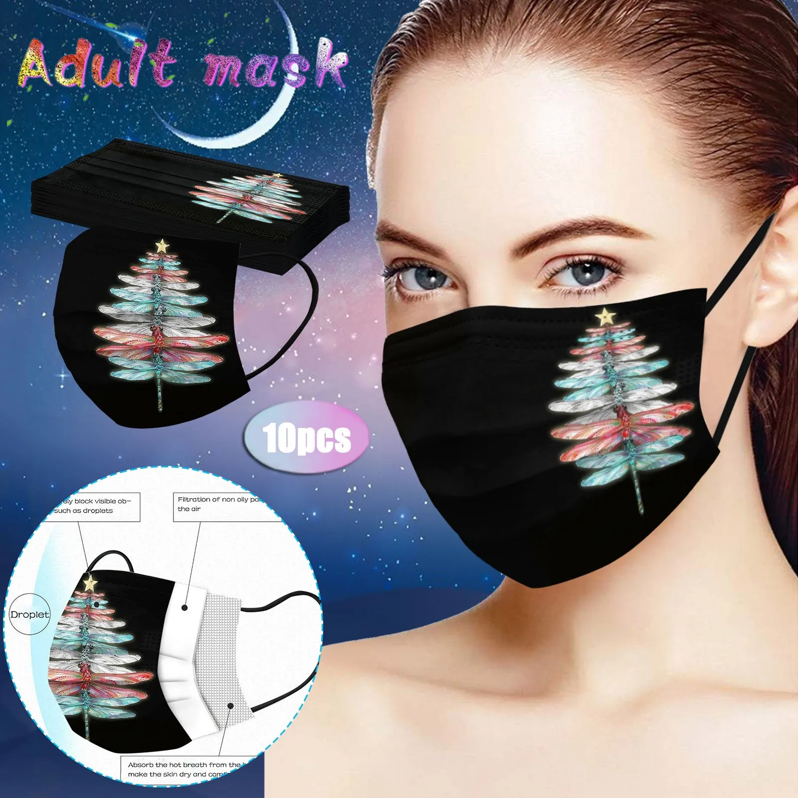 

Трехслойная Защитная дышащая маска с цифровой печатью для взрослых, одноразовая маска для взрослых