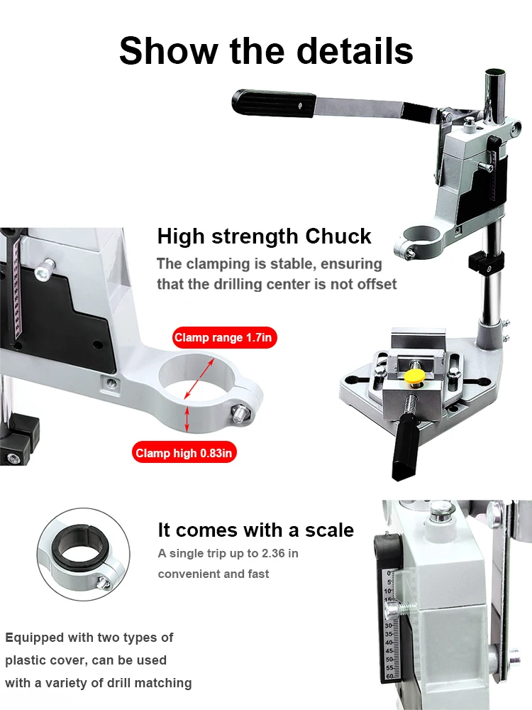 حامل مثقاب كهربائي برأس واحد، إطار ثابت، ملحقات مطحنة الطاقة من سبائك الألومنيوم متعددة الوظائف