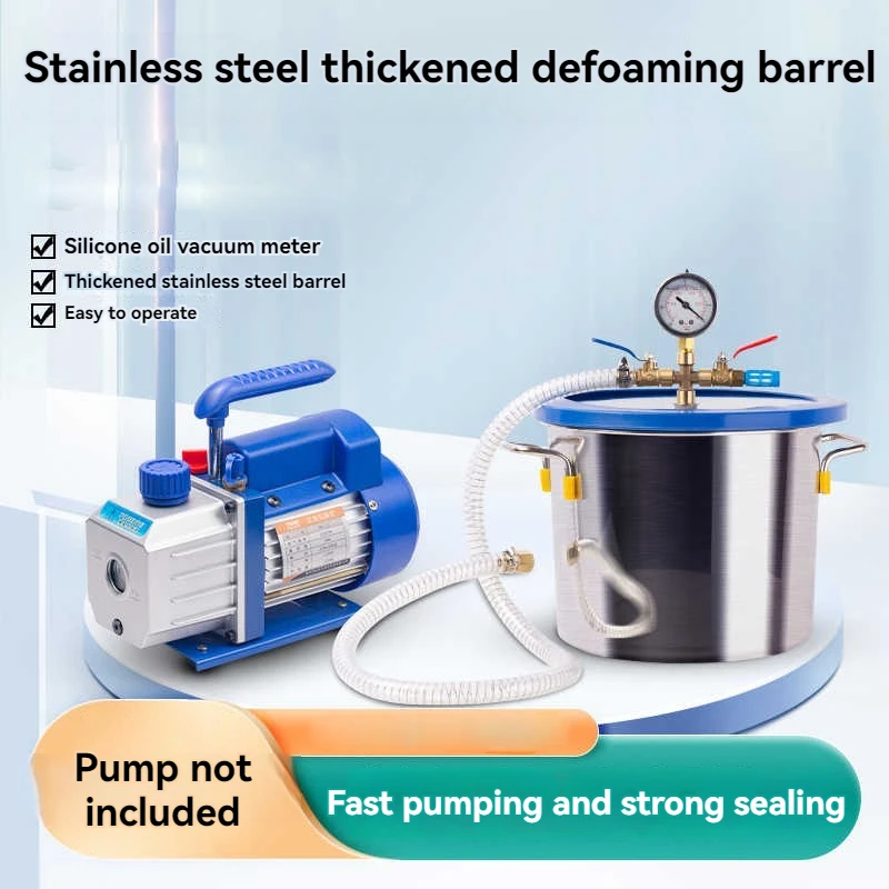 6 Gallon 27L Stainless Steel Vacuum Degassing Chamber Vacuum Defoaming Barrel For Silicone Resin AB Adhesive 30x30CM Acrylic Lid