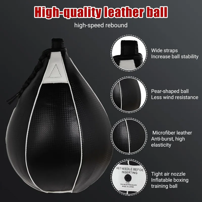 مجموعة منصة حقيبة السرعة، مجموعة منصة حقيبة السرعة القابلة للتعديل شديدة التحمل مع كرة اللكم، 360 درجة ° حقيبة اللكم للتدريب على اللياقة البدنية #5