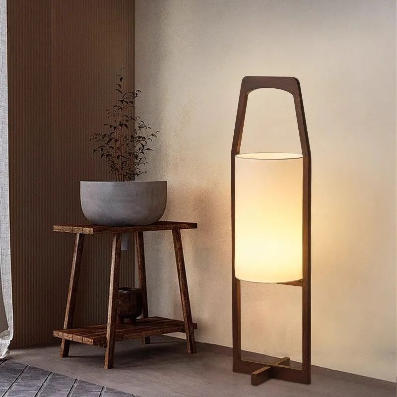 Design Sense New Chinese Floor Lamp Retro, Living Room Zen Tea Room Hotel Art Wabi Sabi Wind Wood Art Standing Lamp