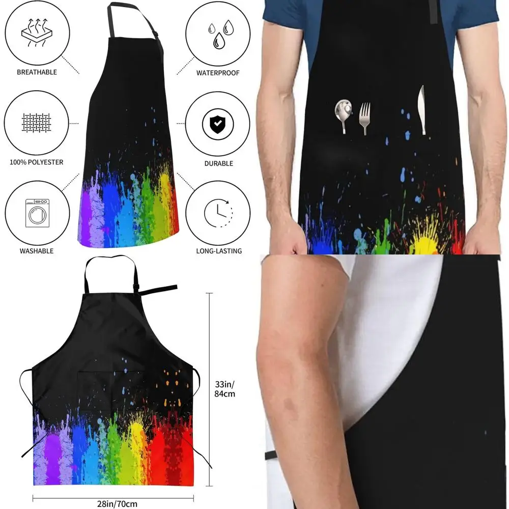 

Adjustable Waterproof Women's Apron with Pockets, Rainbow Pride Design