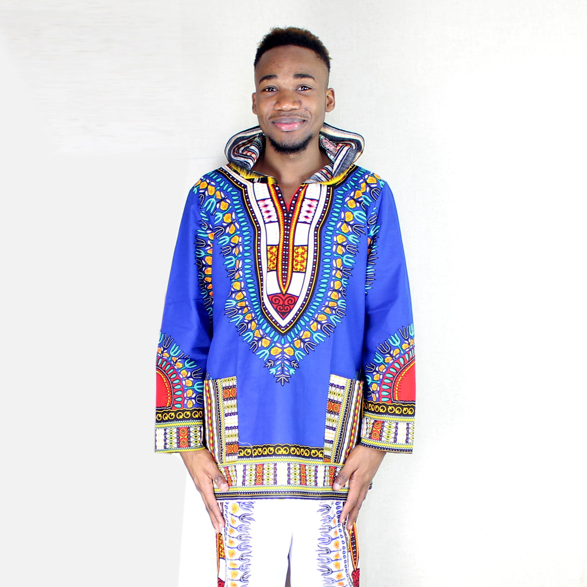 2024 New Unisex African Fashion Print Classic Design Long Sleeve Loose Style Hoodies Dashiki Dubai Dashiki Shirt with hoody