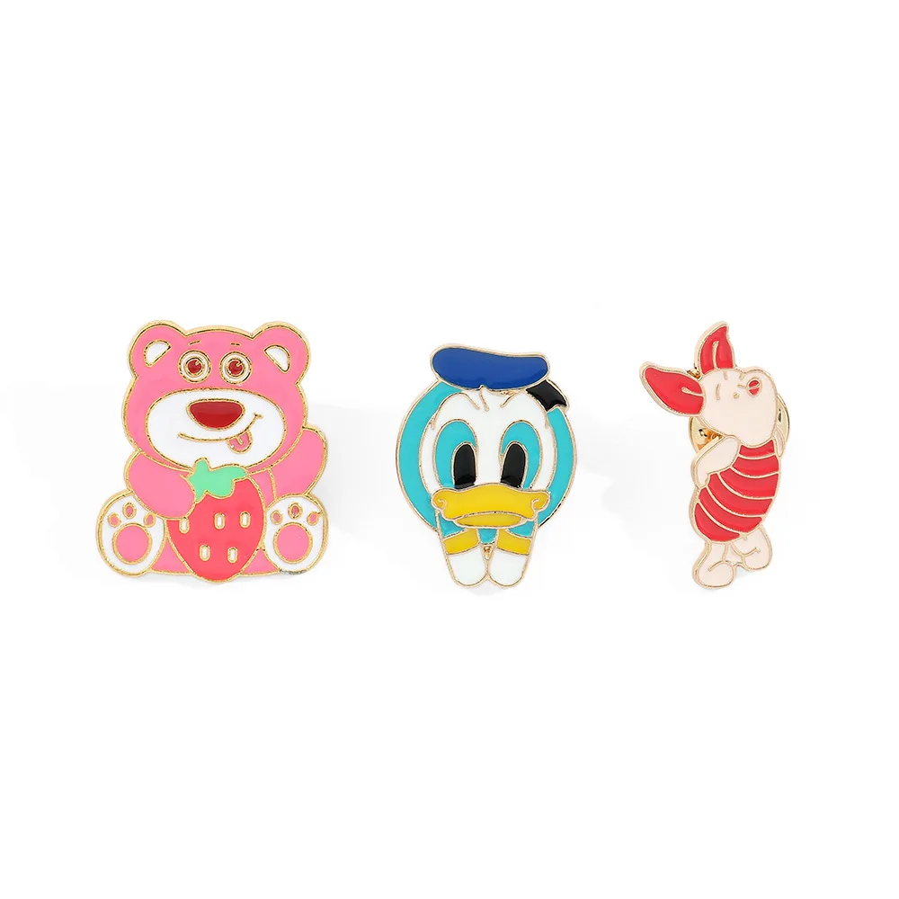 

Disney Toy Story Lotso Enamel Pins Cartoon Cute Donald Duck Piglet Brooches Accessories Gifts for Friends Fans