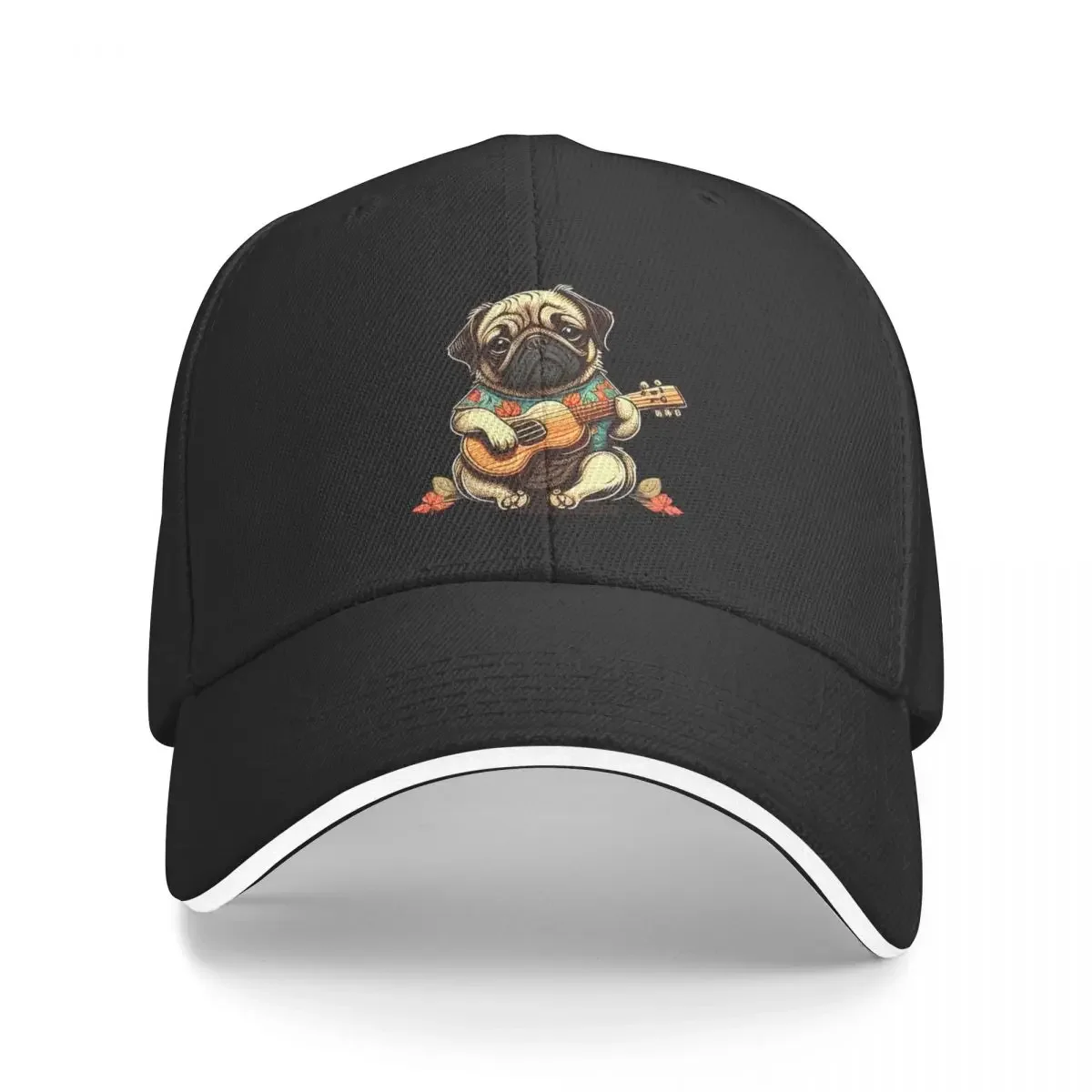 Cute Pug Dog Playing Ukulele Baseball Cap Hat Man For The Sun dad hat Mountaineering Luxury Woman Men's