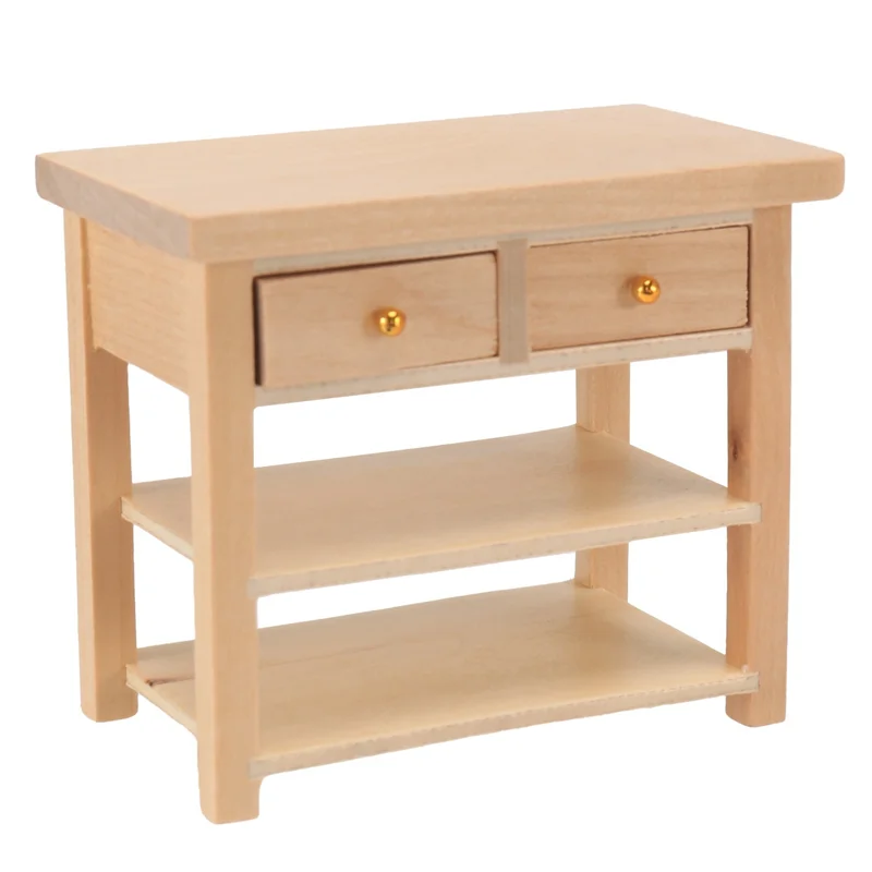 

1/12 Furniture Miniature Wooden Console Table Cabinet Kitchen Room Sideboard Bathroom Shelf Wood Color