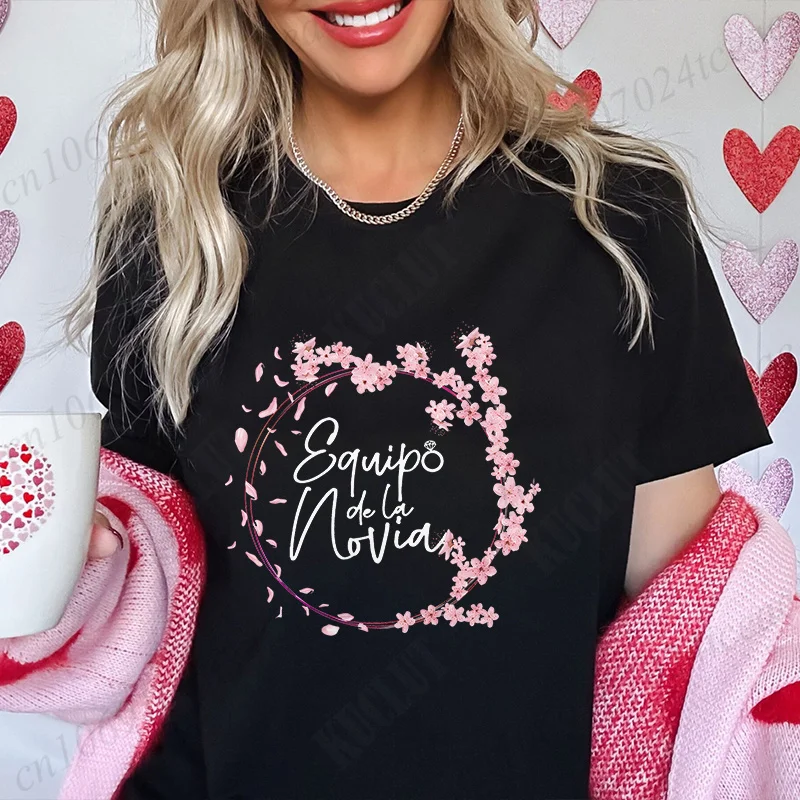Bachelorette Hen Party Tshirt for Spanish Girls Future Bride Squad Tops Team Bride T-Shirt Flower Graphic Bridal Wedding Tees