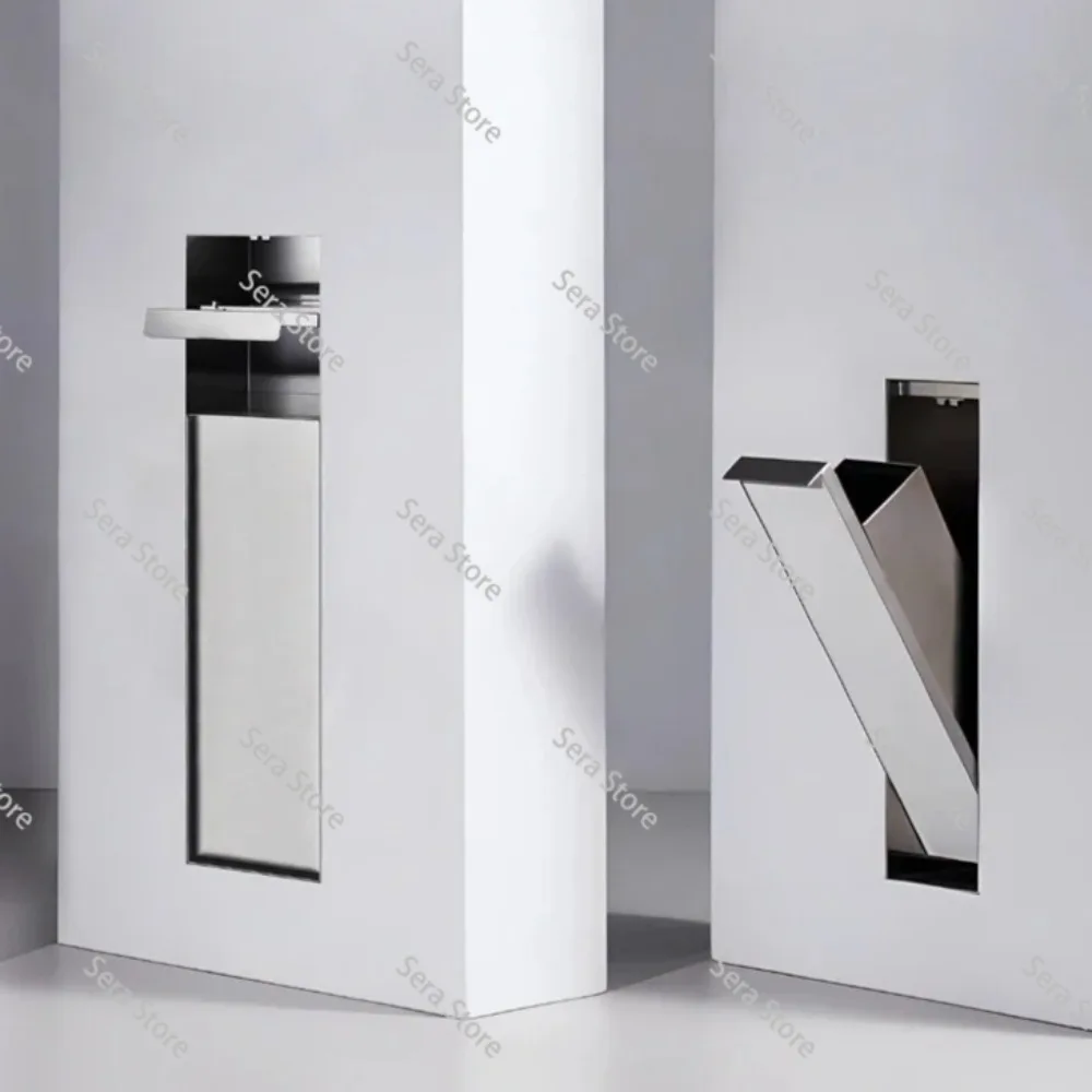 Toilet Embedded Trash Can 304 Stainless Steel Hidden Waste Bin Metal Embedded Tissue Box Niche