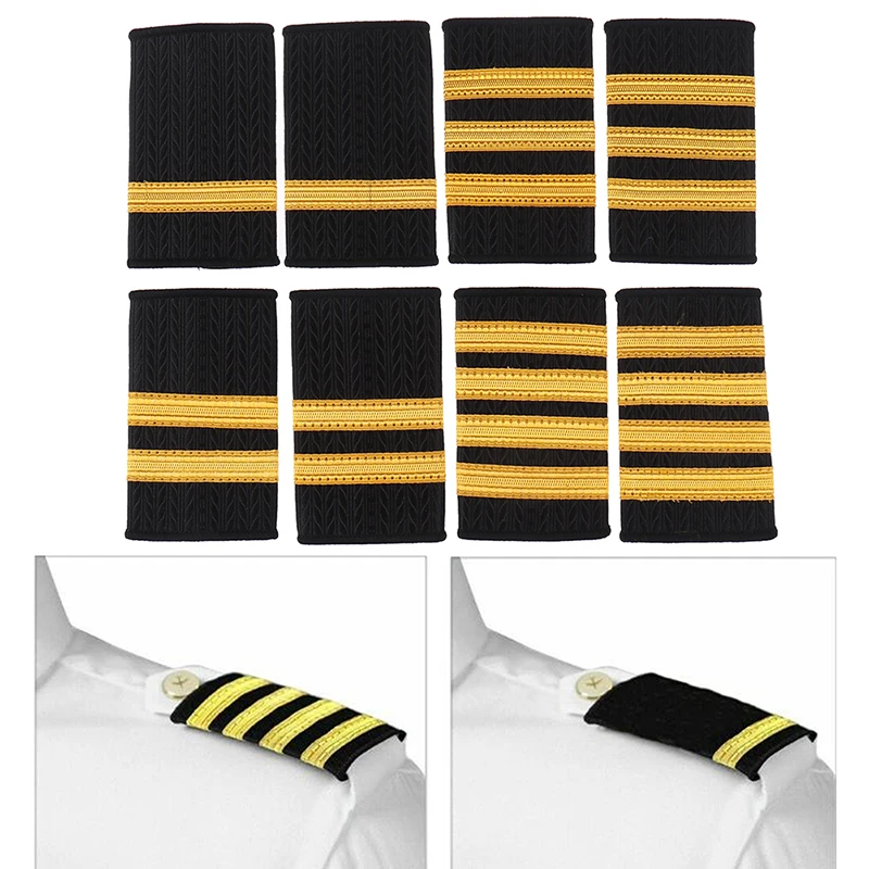 1Pair Epaulettes Professional Uniform Epaulets Gold Stripe Shoulder Badges