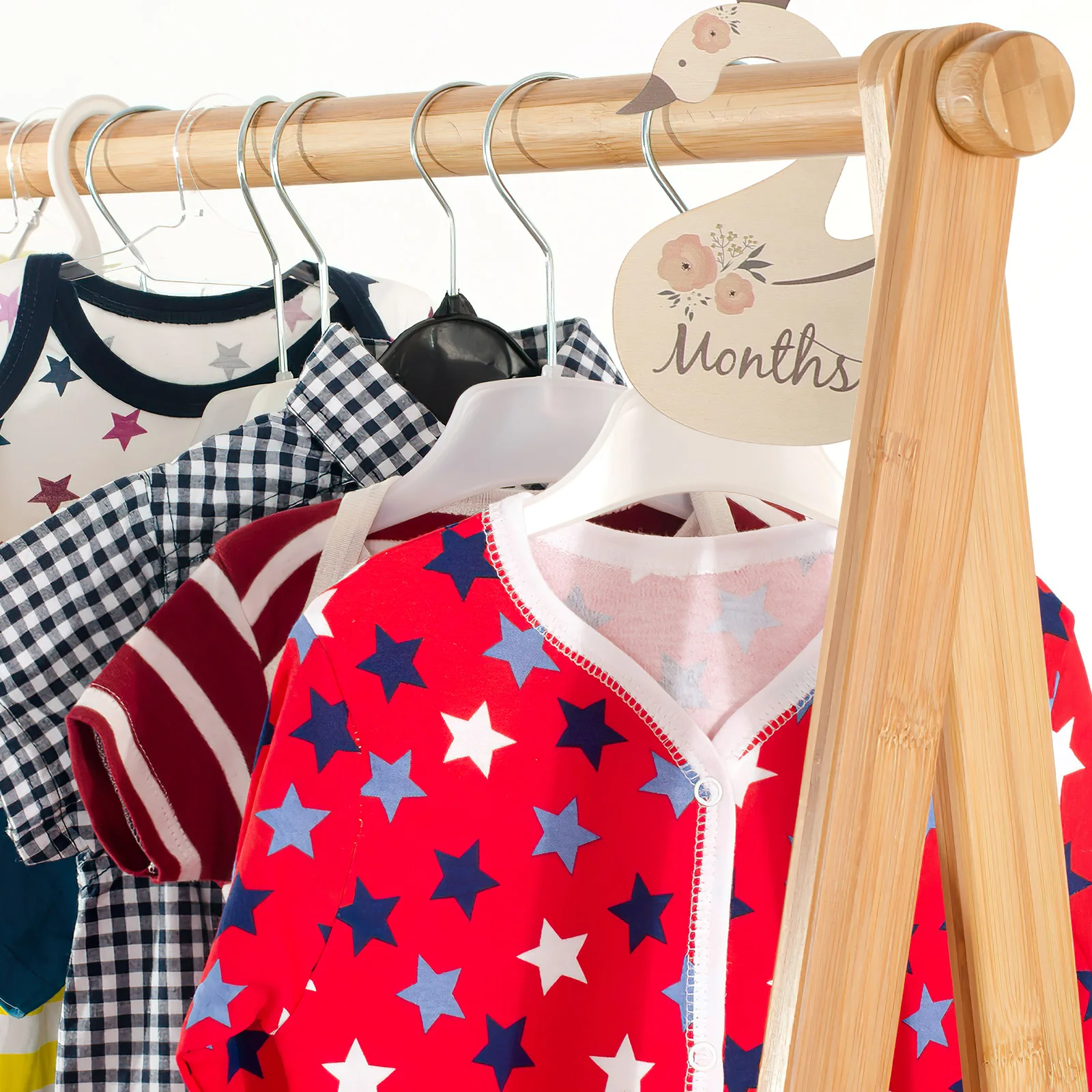 

7Pcs Closet Size Dividers Wooden Wardrobe Organizer Clothing Holder Clothes Size Separator