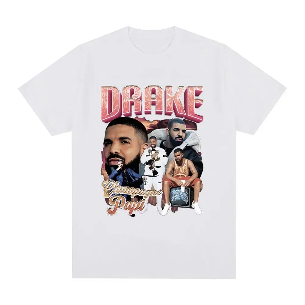 Streetwear Unisex Men's Fashion Hip Hop Short Sleeve Cotton T-Shirt Vintage Rapper Drake Graphic T Shirt Champagne Papi T Shirts