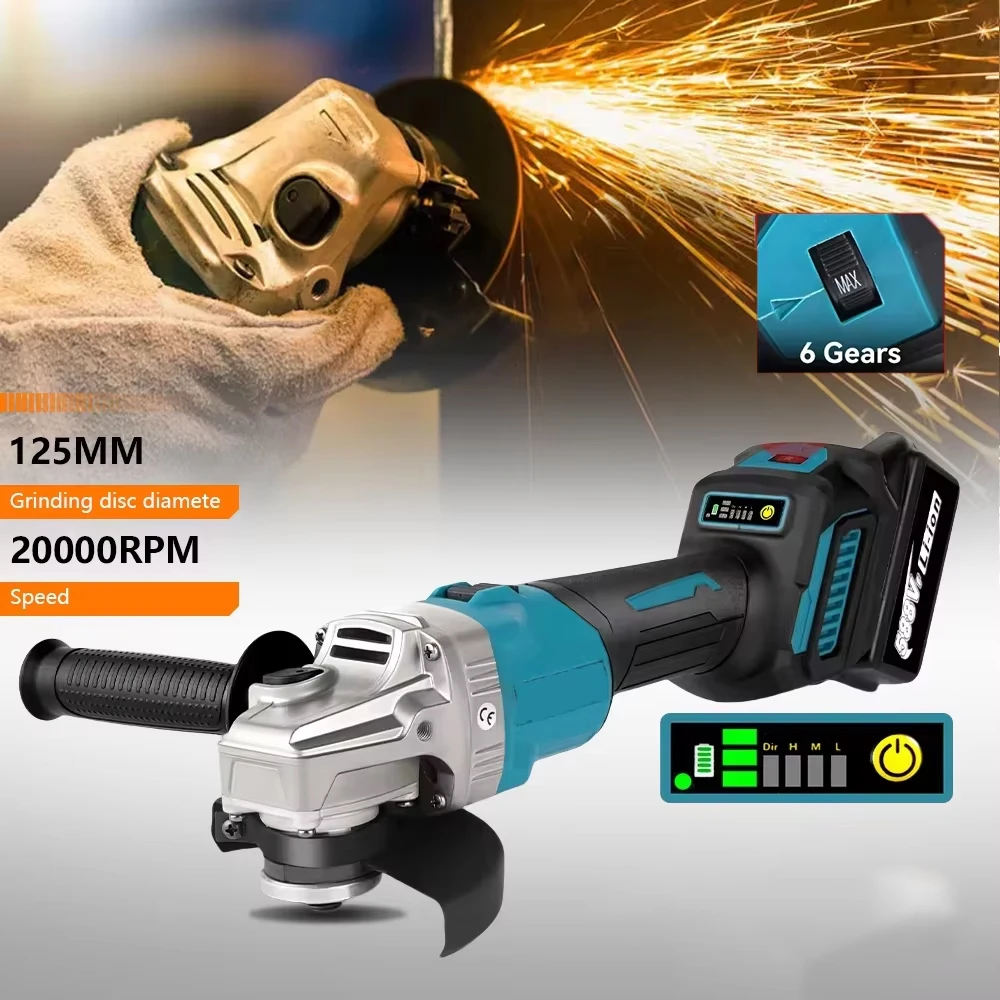 

125mm Brushless Angle Grinder Cordless Electric Angle Grinder Power Tool Polishing Cutting Machine for Makita 18V Battery
