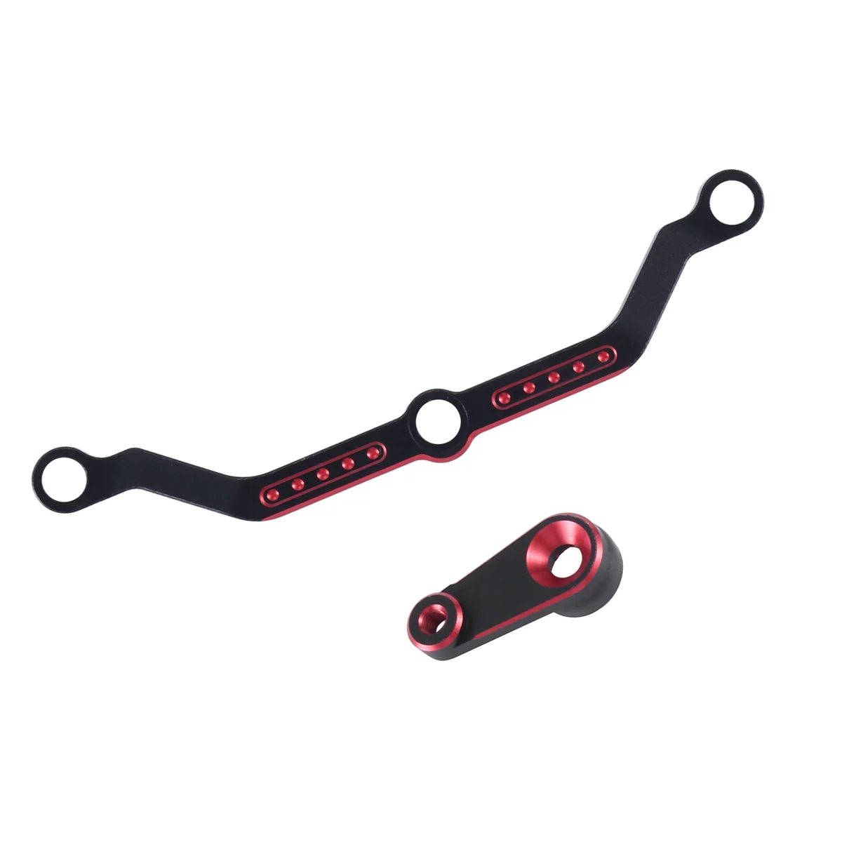 2Pcs Metal Steering Link and Servo Horn Servo Arm 9748 9740 for TRX4M 1/18 RC Crawler Car Upgrade Accessories, Red