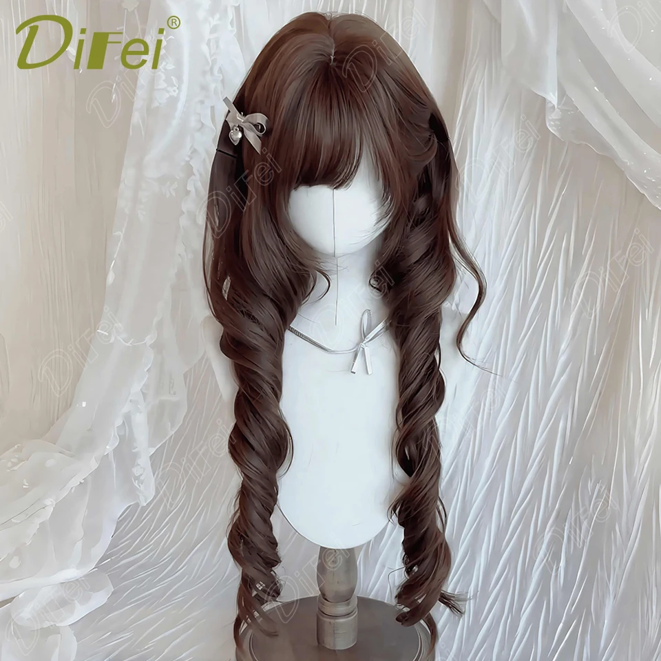 

DIFEI Synthetic Lolita Curly Wig Women's Curly Double Ponytail Wig with Sideburns Bangs Suitable for Halloween and Christmas