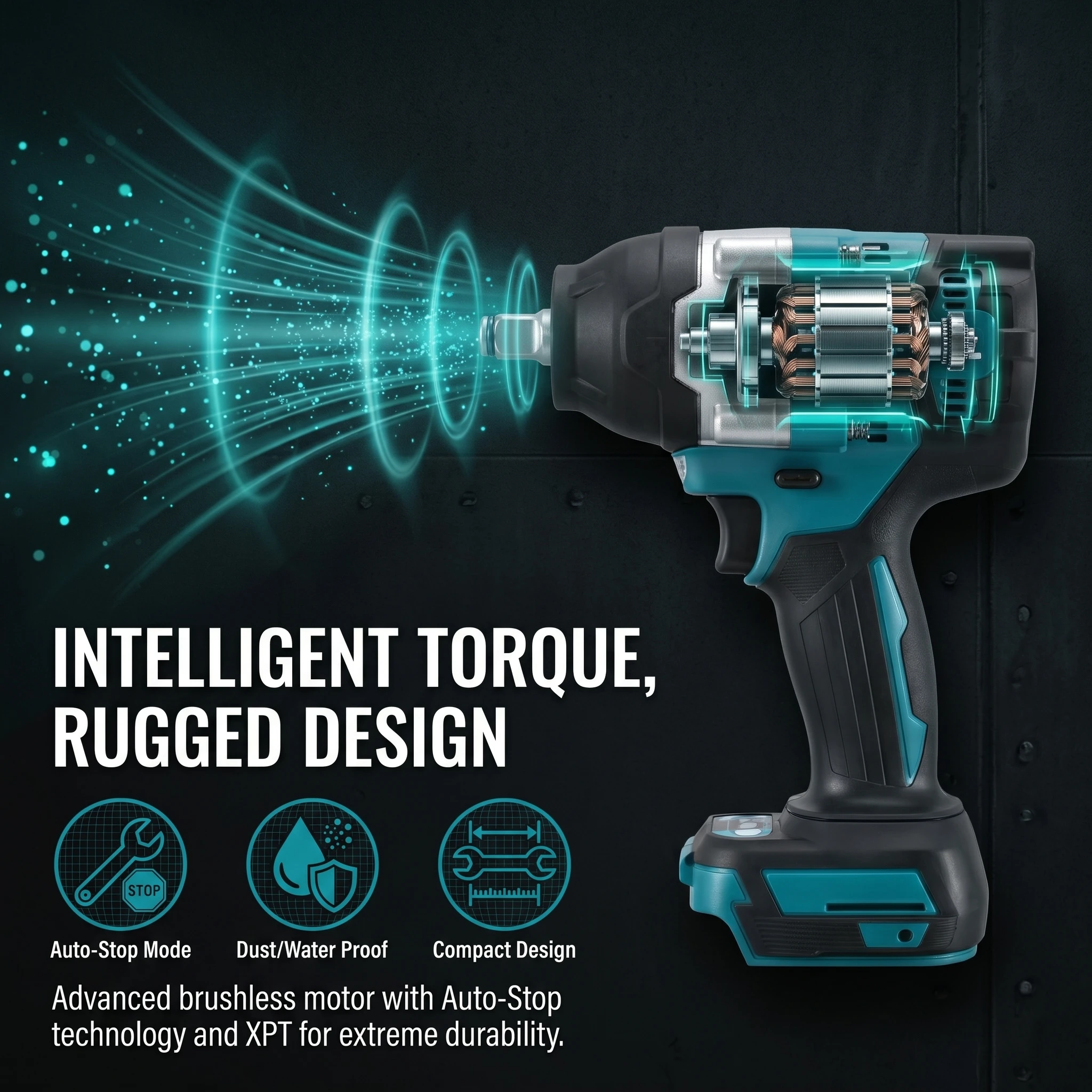 Бесщеточный ударный гайковерт Makita DTW700 18В, легкий (2,1 кг), с резиновым соединением, для аккумуляторов Makita 20В, привод 1/2 дюйма